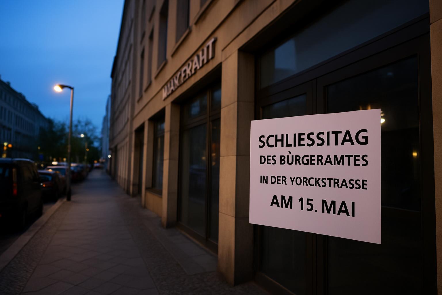 Schließtag des Bürgeramtes in der Yorckstraße am 15. Mai - Friedrichshain-Kreuzberg